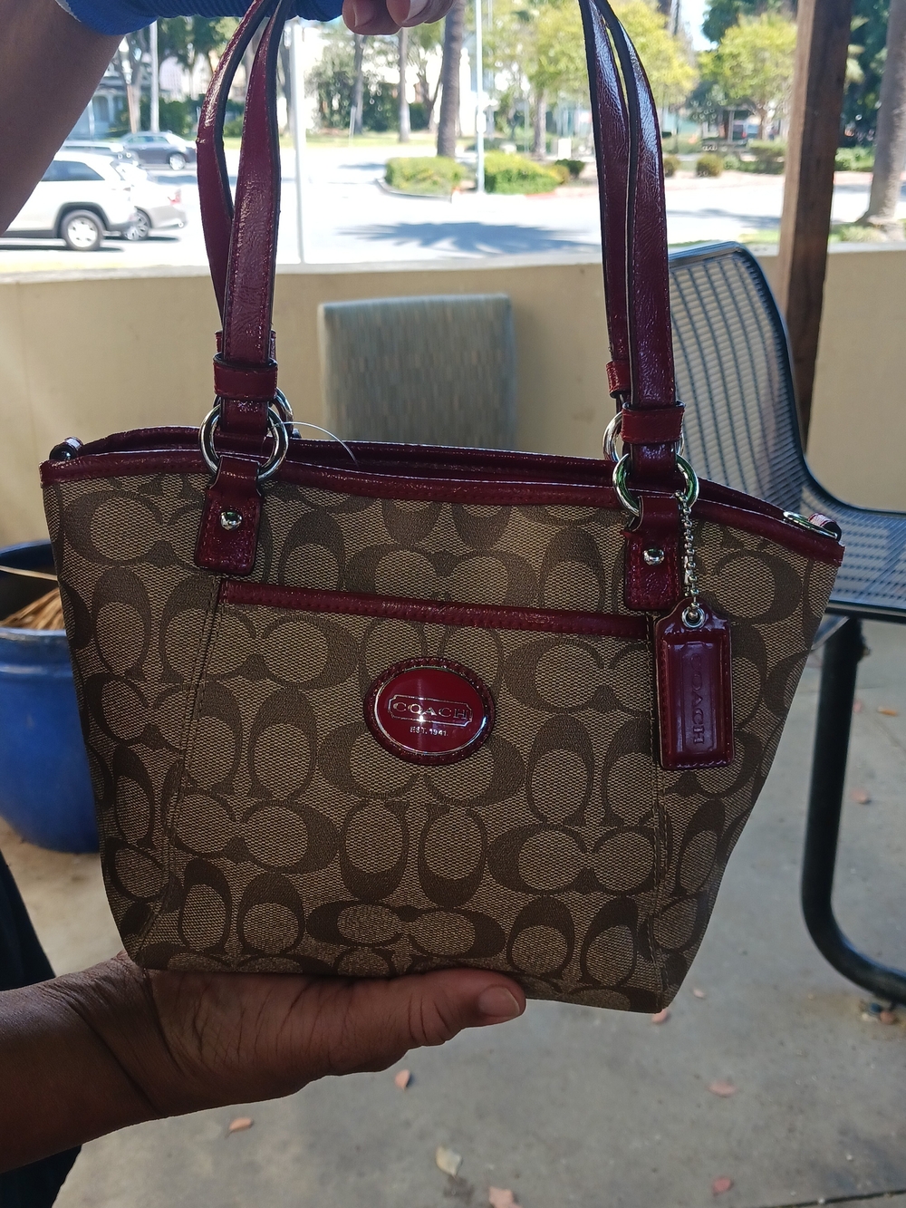 Coach Signature Canvas Tote with Red Trim - Picture 13 of 14